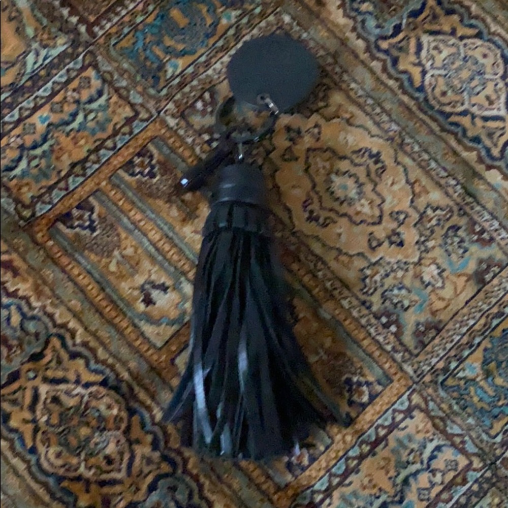 Mimco black leather tassels
